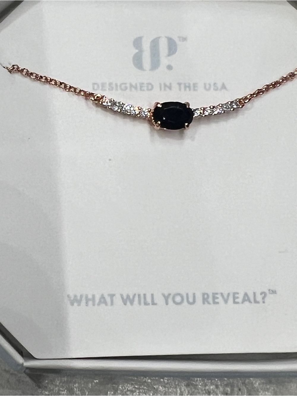 Bomb Party Rose Gold Plated Necklace with Black Onyx and Accent Crystals